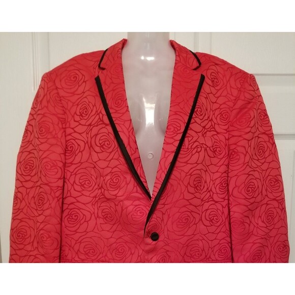 COOFANDY Women's Jacket Blazer Size Large Red Floral Embroidered New Tags - Picture 2 of 7
